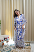 Royal Blue Ornamental Printed Kaftan Maxi Dress