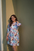 Vibrant Paisley Printed Gathered Mini Dress
